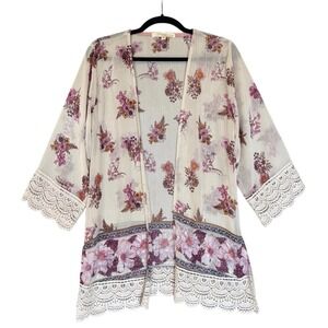 Rewind Kimono Cardigan Floral Crochet Cover Small Women's Cottagecore Boho Fairy